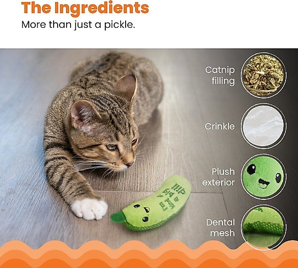 Catstages Crunchy Pickle Kicker Plush Cat Toy with Catnip