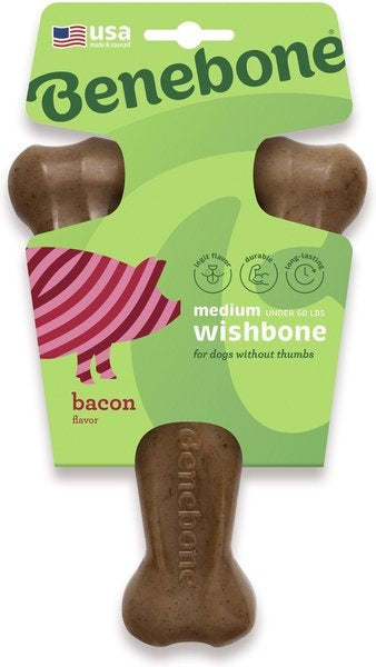 Benebone Bacon Flavor Wishbone Tough Dog Chew Toy