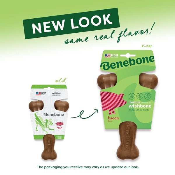 Benebone Bacon Flavor Wishbone Tough Dog Chew Toy